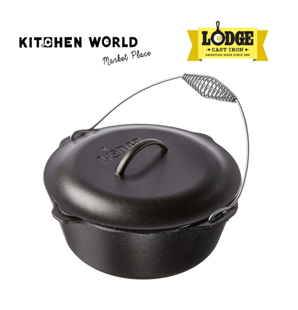 Lodge L10DO3 Cast Iron Dutch Oven with Iron Cover, Pre-Seasoned, 7-Quart,  Black